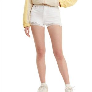 High-Rise Distressed Denim Shorts